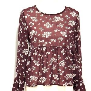 Aeropostale Maroon Floral Blouse